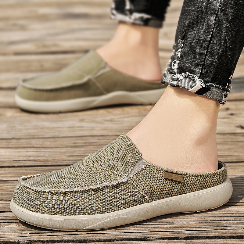 Men'S Shoes Comfortable Walking - メンズキャンバスシューズ男性用スリッポンメンズシューズアウトドアウォーキング快適なキャンバススリッパメンズキャンバススリッポンシューズ通気性