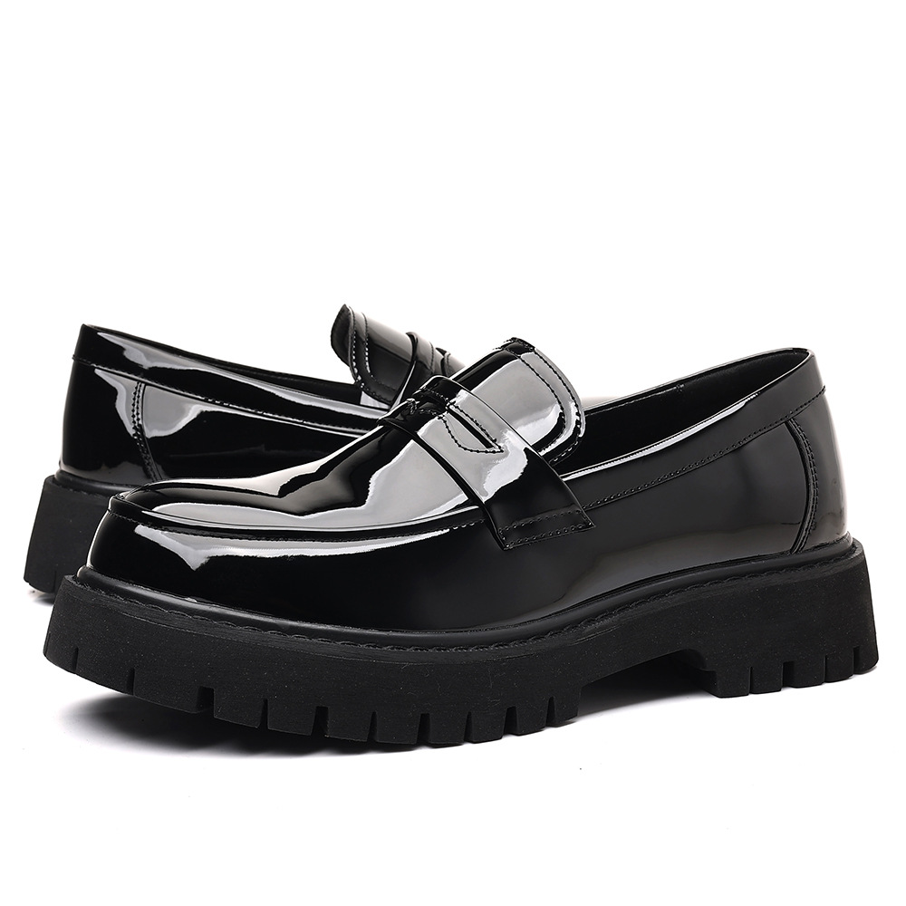 Men'S Shoes Top Brands - 新しいメンズローファースリッポンPUレザーカジュアルシューズ英国スタイルプラットフォームソールプラスサイズワイド幅ビジネス快適な履物