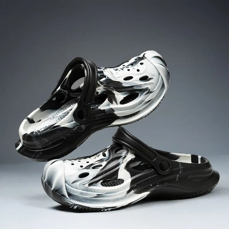 Men Shoes On Cloud - メンズ迷彩柄EVA通気性クラウドサンダル滑り止め軽量サマーハウスアウトドアウォーターシューズカジュアルクロッグスリッポンビーチサンダル