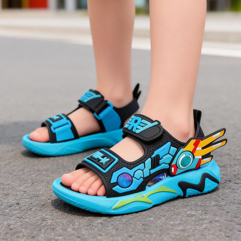 Sandal Sport Outdoor - キッズサンダル 男の子用 3-12歳 ソフトソール 滑り止め 漫画デザイン