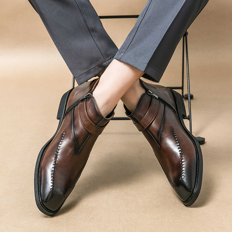 Men'S Shoes Top Brands - ファッショナブルで柔らかく快適なチェルシーブーツ、ブランドのハイカットビジネス通勤用レザーシューズ、高品質メンズレザーブーツ