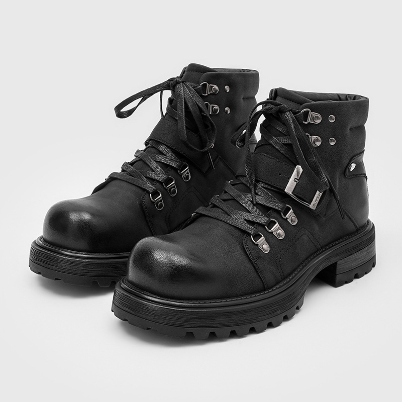 Men'S Shoes Top Brands - ブランド男性革ブーツオートバイ雪カウボーイフラットプラットフォームハイトップアンクル冬の靴高級ヴィンテージデザイナーシューズ