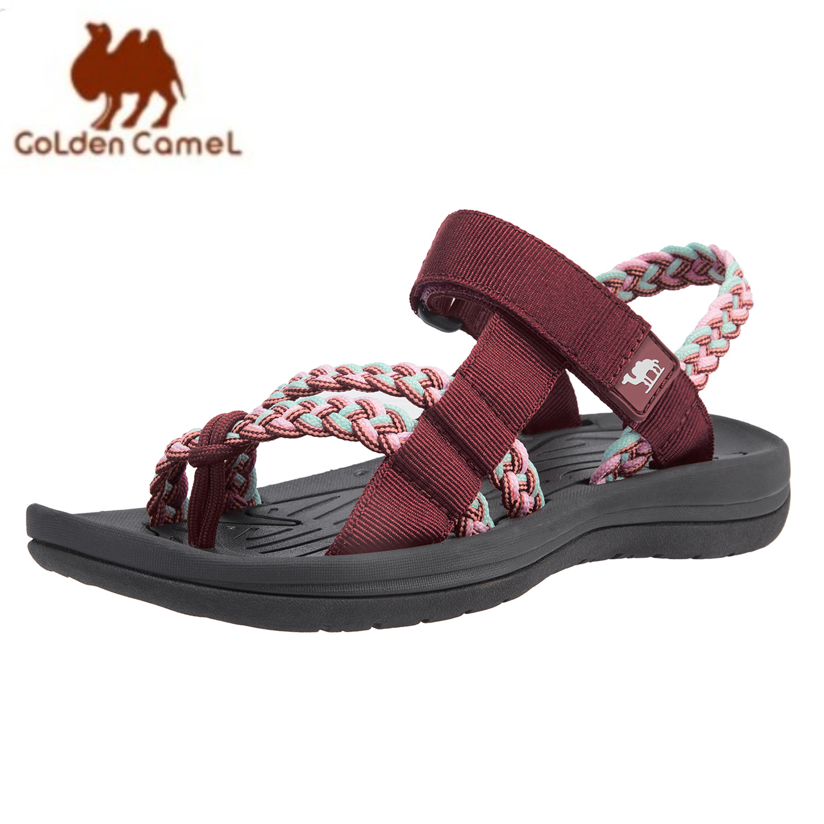 Sandal Sport Outdoor - ゴールデンキャメル-女性のための快適なハイキングサンダル、アーチサポート付きのアスレチックスポーツサンダル、カジュアルウォーキング、アウトドア