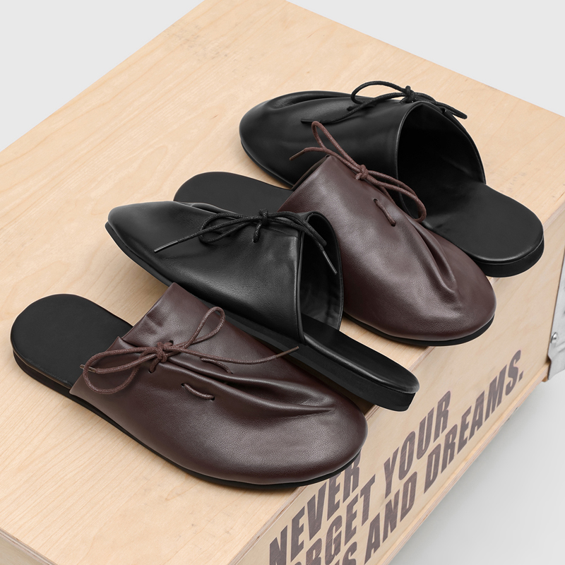 Men'S Shoes Top Brands - 新しくておしゃれで快適なメンズハーフスリッパ、斜めストラッププリーツカジュアルボーケンシューズ、通勤用スリッパ
