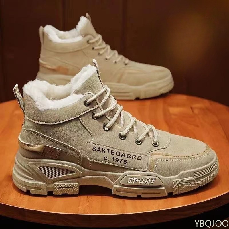 Men'S Shoes For Sale - ファッショナブルで多用途なワークウェア、ハイカットメンズシューズ、秋冬新作、メンズコットンシューズ、暖かいカジュアル滑り止めスノーブーツ