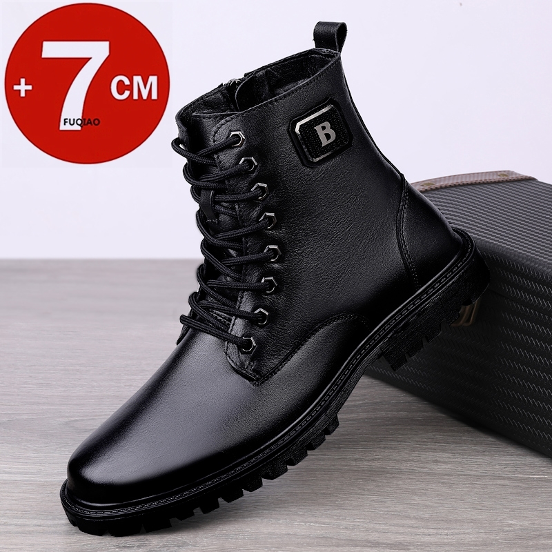 メンズ本革エレベーターブーツ 冬用暖かい裏地付きジップアップ - Men Shoes Formal のレビューと価格