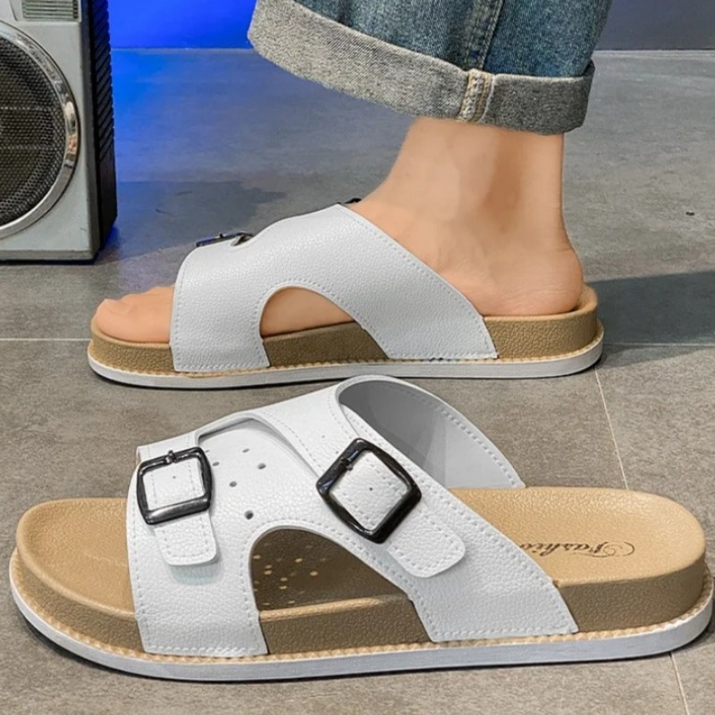 新しい男性用スリッパ高品質レザースリッパファッションカジュア - Sport Slide Men のレビューと価格