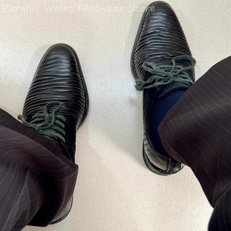 メンズプリーツレザーダービーシューズヴィンテージレースアップ - Men Shoes Oxford のレビューと価格