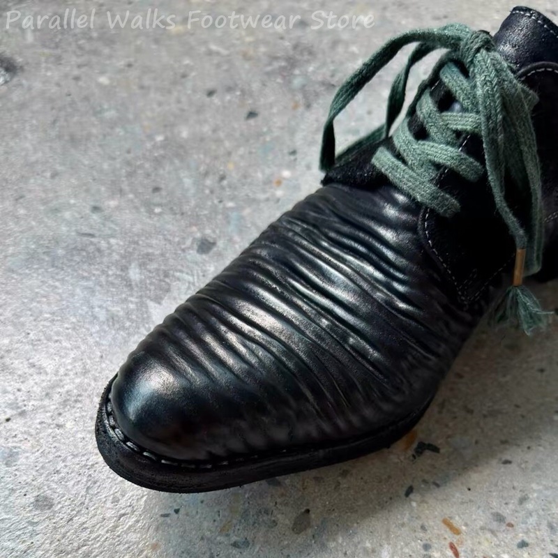 メンズプリーツレザーダービーシューズヴィンテージレースアップ - Men Shoes Oxford のレビューと価格
