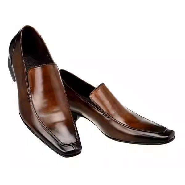 和風尖頭革靴厚底ビジネスドレススクエアトゥローファー男性スリ - Men Shoes Formal のレビューと価格