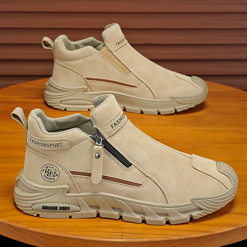 メンズカジュアルジッパー付きショートブーツ スポーツ アウト - Men'S Shoes Comfortable Walking のレビューと価格