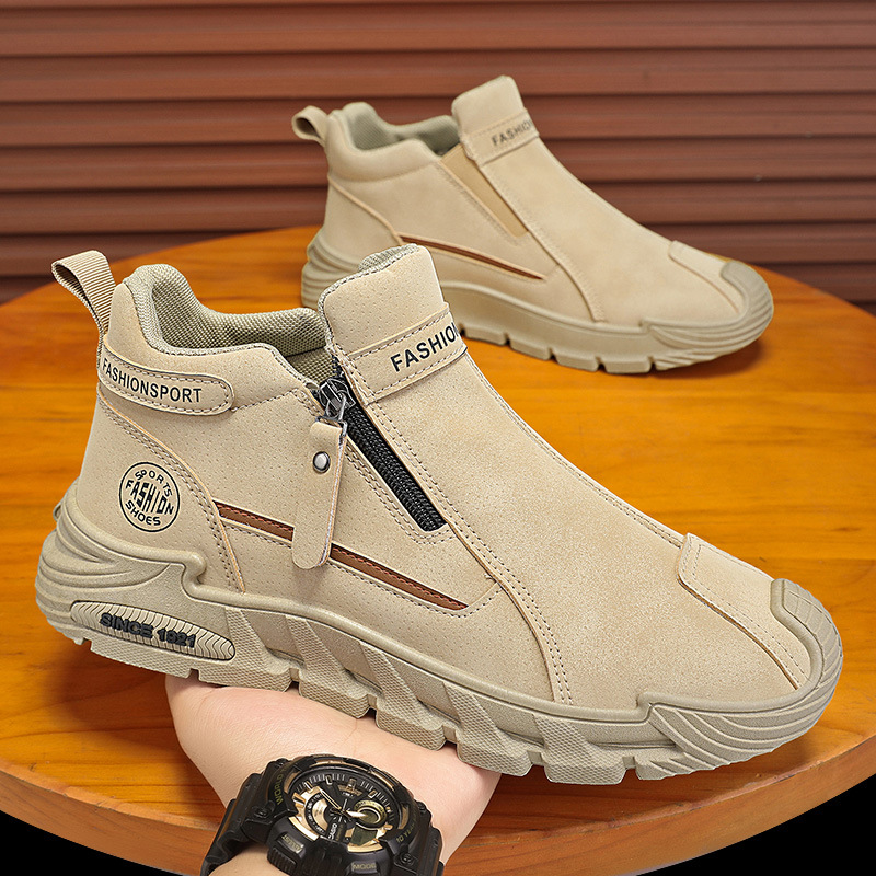 メンズカジュアルジッパー付きショートブーツ スポーツ アウト - Men'S Shoes Comfortable Walking のレビューと価格