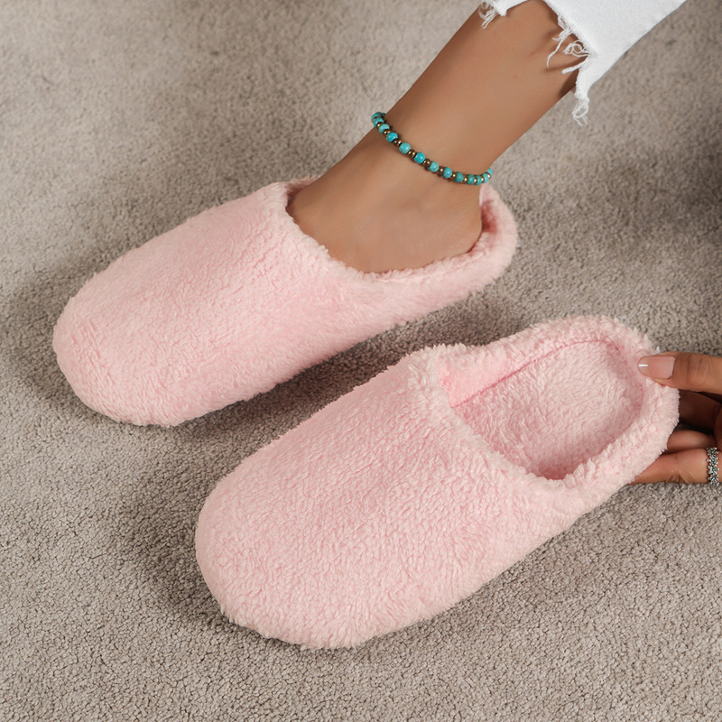 シンプルな無地のつま先が閉じた男女兼用室内用静音コットンスリ - Men'S Shoes Non Slip のレビューと価格