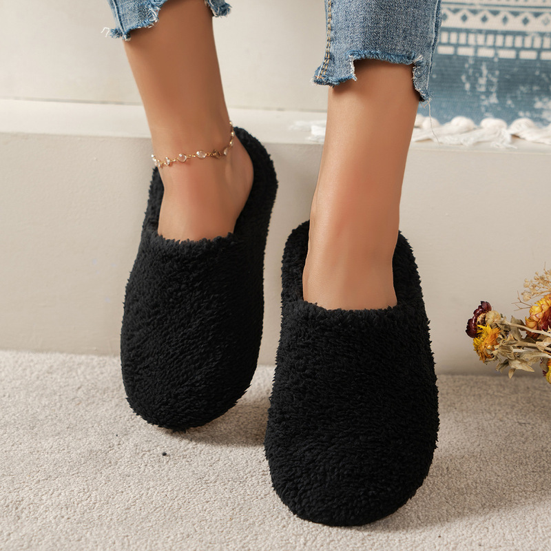 シンプルな無地のつま先が閉じた男女兼用室内用静音コットンスリ - Men'S Shoes Non Slip のレビューと価格