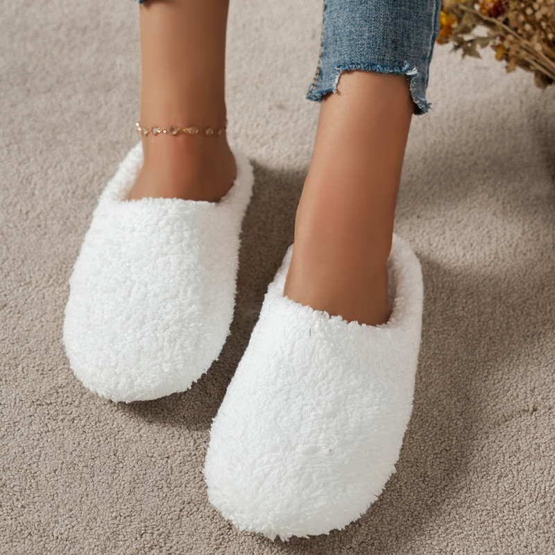 シンプルな無地のつま先が閉じた男女兼用室内用静音コットンスリ - Men'S Shoes Non Slip のレビューと価格