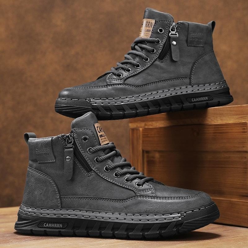 男性革ハイトップアンクルブーツ春冬男性オートバイブーツノンス - Men'S Shoes Comfortable Walking のレビューと価格