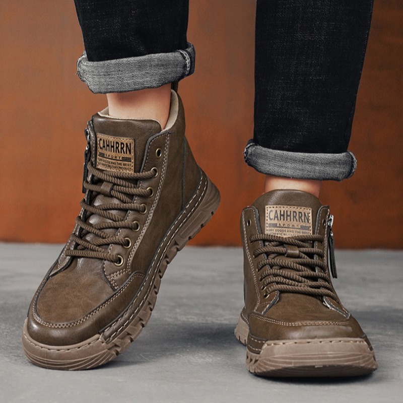 男性革ハイトップアンクルブーツ春冬男性オートバイブーツノンス - Men'S Shoes Comfortable Walking のレビューと価格