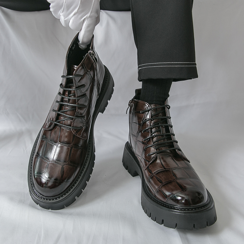 秋のファッションブランドメンズクロコダイルレザーショートブー - Men'S Shoes Top Brands のレビューと価格
