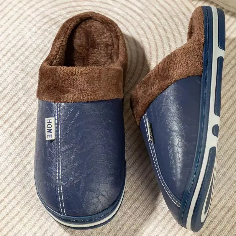 メンズビッグサイズ冬用スリッパ室内PUレザー家庭用防水ふわふ - Men'S Shoes Top Brands のレビューと価格