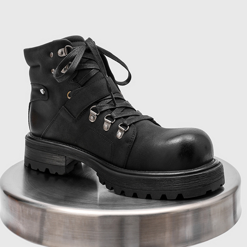ブランド男性革ブーツオートバイ雪カウボーイフラットプラットフ - Men'S Shoes Top Brands のレビューと価格