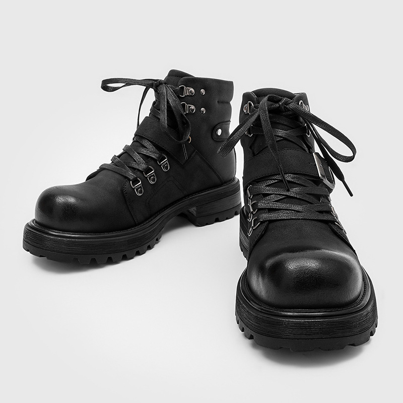 ブランド男性革ブーツオートバイ雪カウボーイフラットプラットフ - Men'S Shoes Top Brands のレビューと価格
