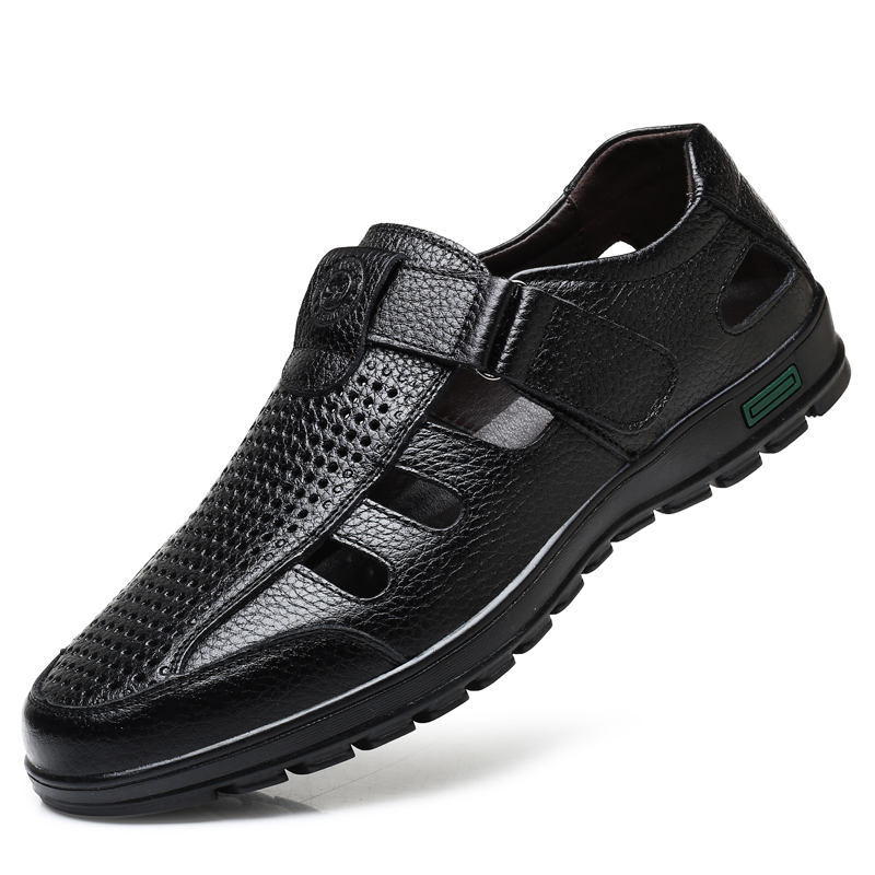 メンズ本革サンダル男性夏中空通気性革靴メンズカジュアルソフト - Men Shoes Eu To Us Size のレビューと価格