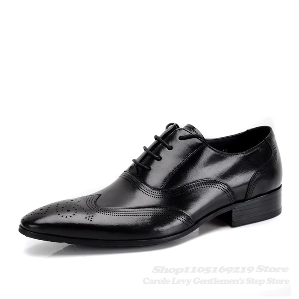 英国製本革紳士靴 彫刻入りポインテッドトゥ ビジネスフォーマ - Men Shoes Formal のレビューと価格