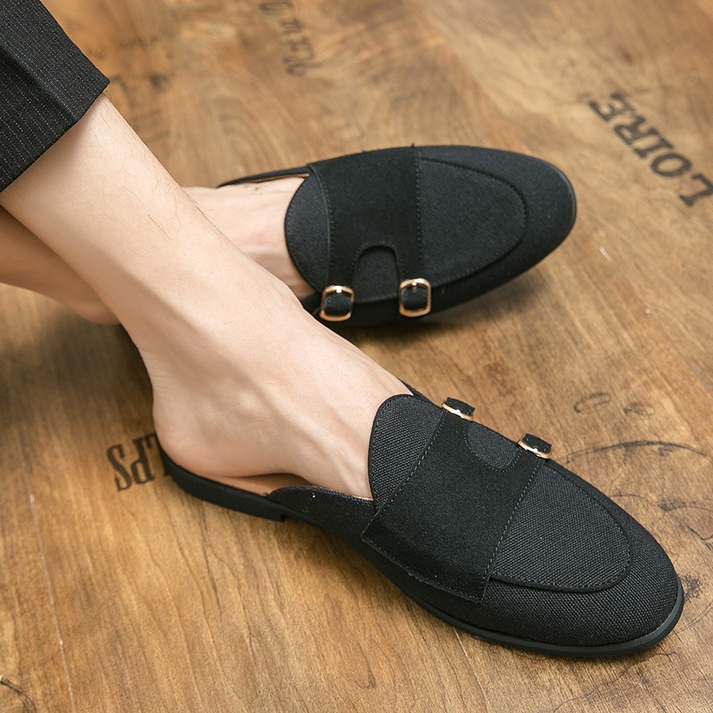 メンズキャンバスミュールハーフシューズ、英国風フォーマルオフ - Men Shoes Formal のレビューと価格