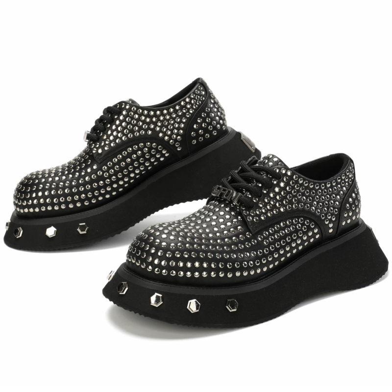 欧米オリジナルストリートショーリベットデザインカジュアルダー - Men Shoes Europe To Us のレビューと価格