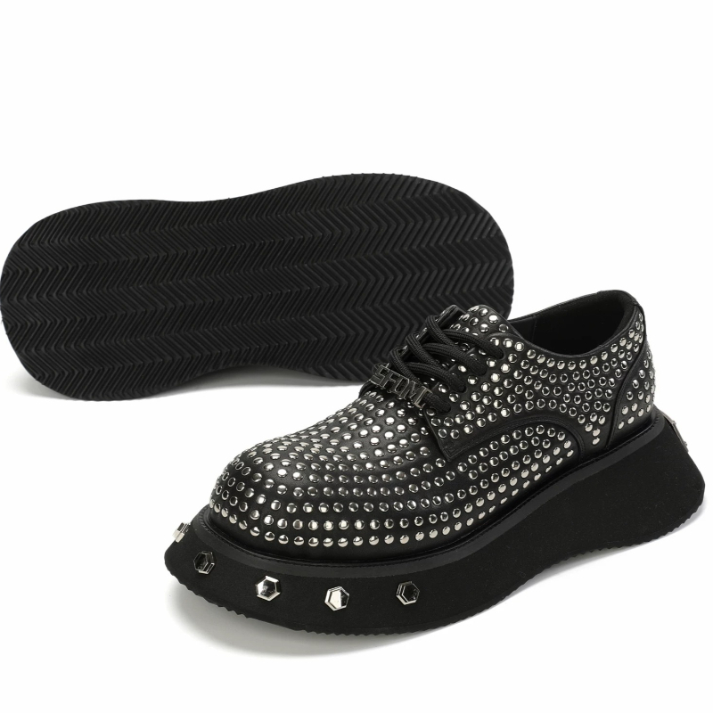 欧米オリジナルストリートショーリベットデザインカジュアルダー - Men Shoes Europe To Us のレビューと価格